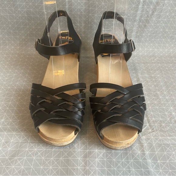 Swedish Hasbeens Braided Clog Sandals in Black Leather 40 - Picture 2 of 8